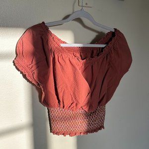 Burnt Orange Off the Shoulder Top